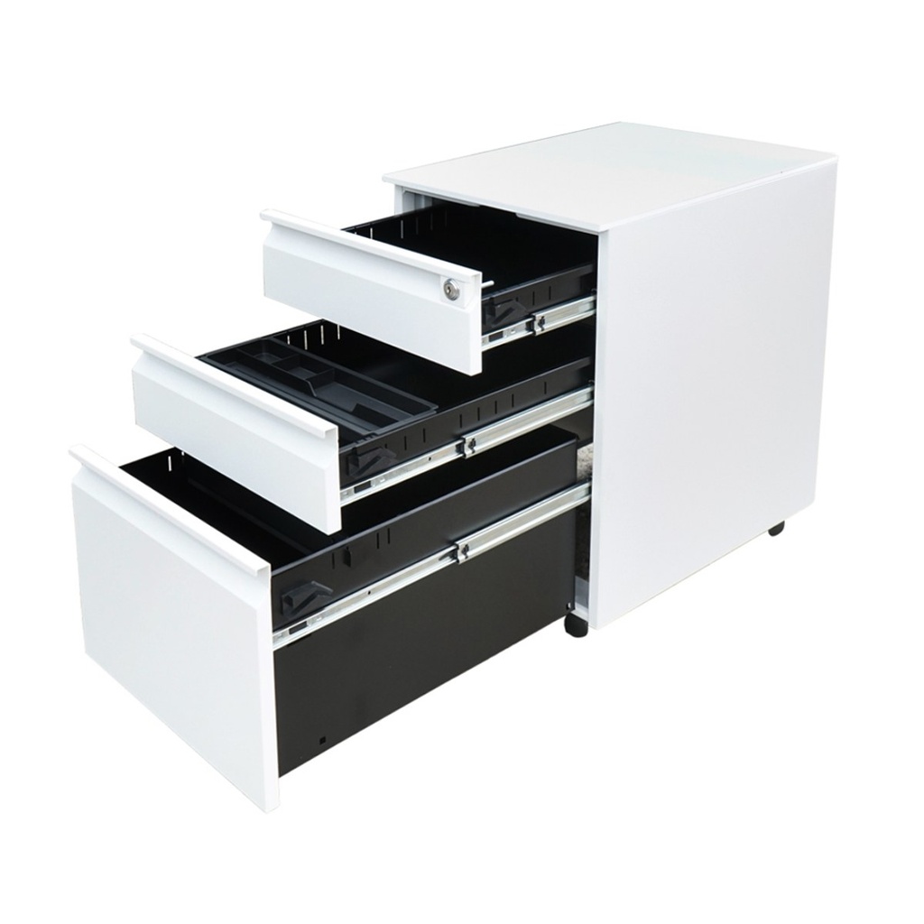 Clasificator, fiset metalic 3 sertare cu role 600X390X520mm, RAL7035