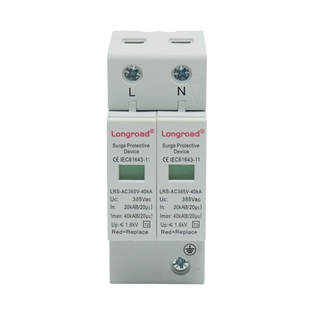 Descarcator de supratensiune cu semnalizare 2P 385VAC 20-40kA SPD Longroad
