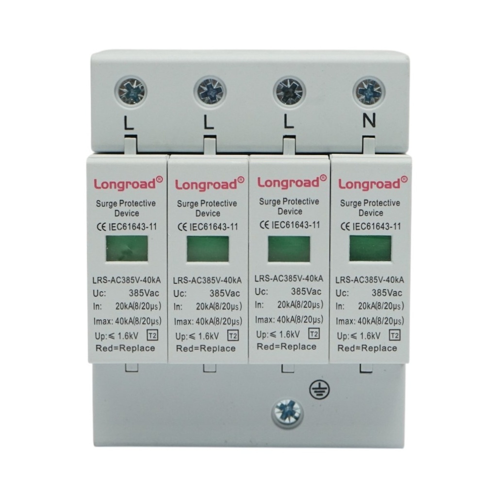 Descarcator de supratensiune cu semnalizare 4P 385VAC 20-40kA SPD Longroad