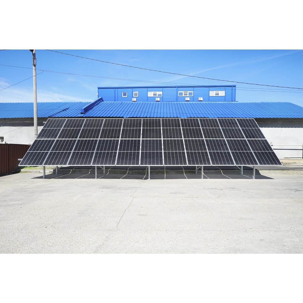 Sistem complet montare, structura panouri solare fotovoltaice la sol-ciment 10KW