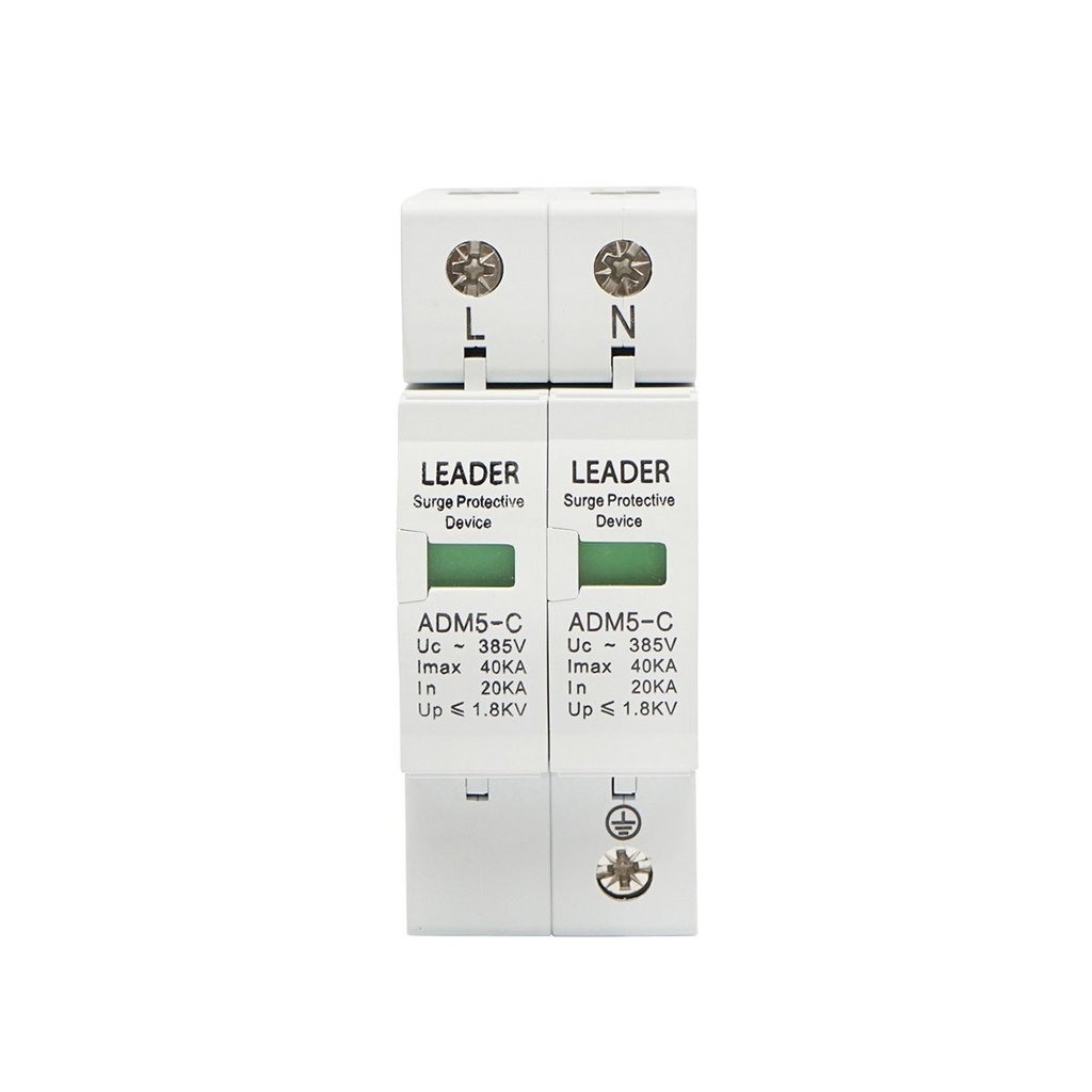 Descarcator la supratensiune cu semnalizare pentru sisteme fotovoltaice LA-SPD-2P-40kA-385V Leader