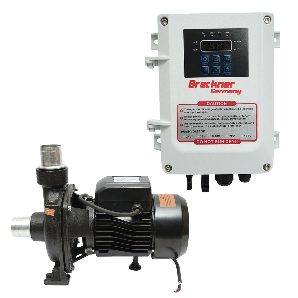 Pompa apa de suprafata 550W, 48V debit 17 m3/h cu controller MPPT+senzor nivel apa pentru panou solar fotovoltaic