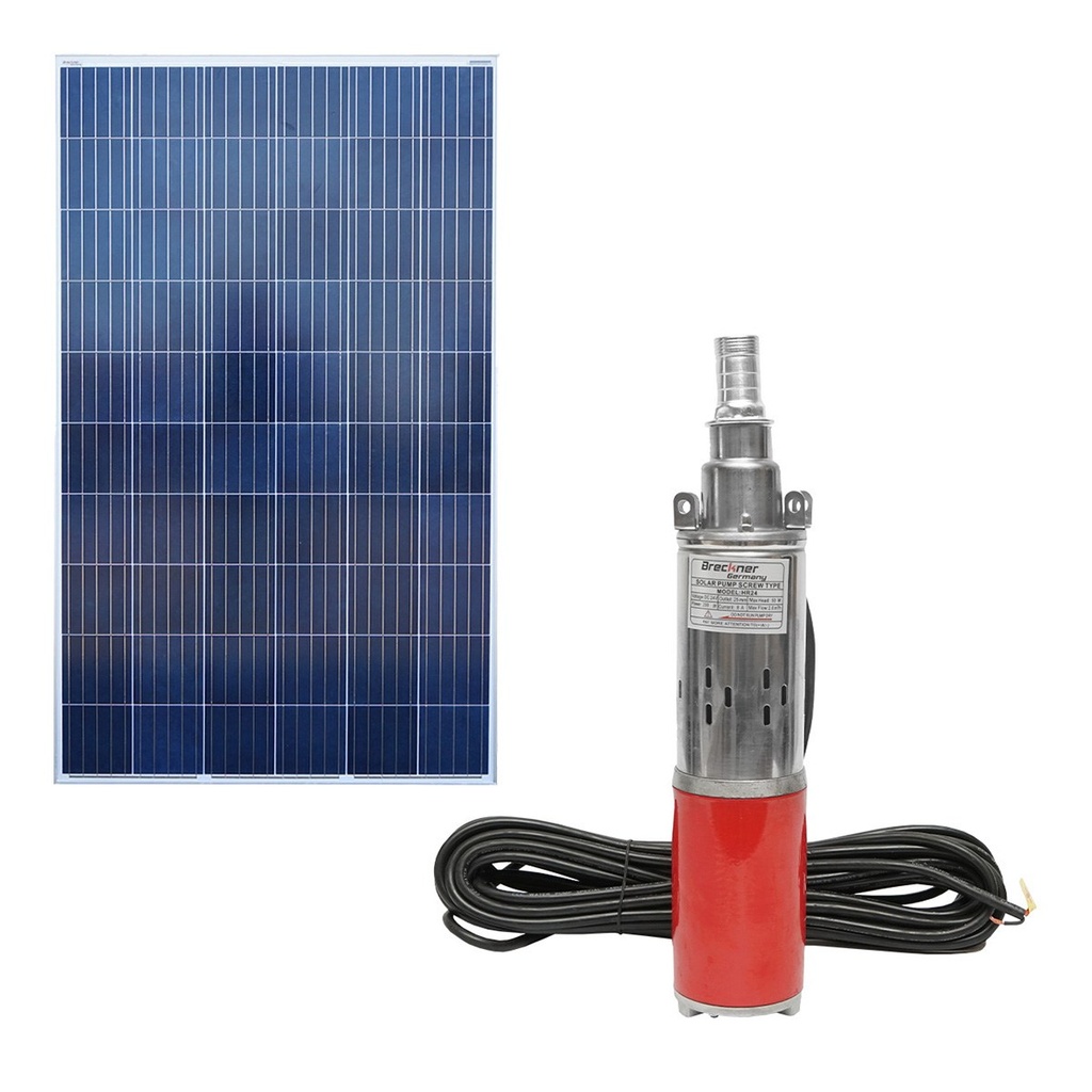 Pompa apa submersibila 24V, 250W, 2m3/h, D80mm cu panou solar fotovoltaic 275W