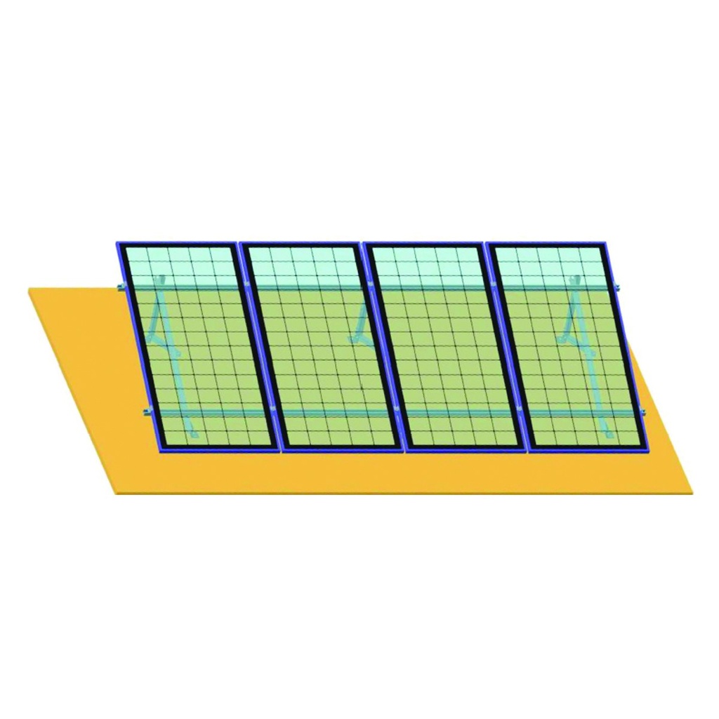 Sistem complet montare pe beton pentru 4 panouri solare fotovoltaice cu unghi 20 grade