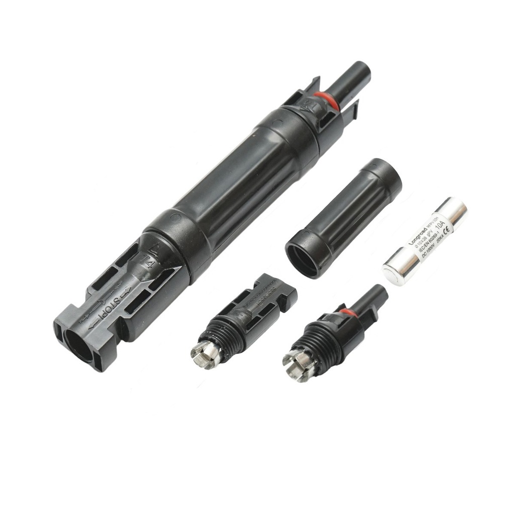 Conector MC4 cu siguranta fuzibila 10x38mm, 10A, 1000V DC pentru sisteme solare fotovoltaice IP67 Longroad