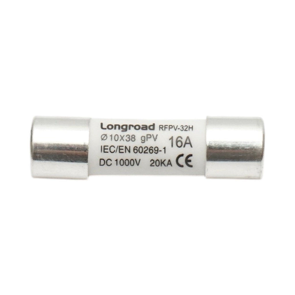 Siguranta fuzibila 10x38mm cilindrica gPV 16A, 1000V DC pentru sisteme fotovoltaice RFPV-32H Longroad