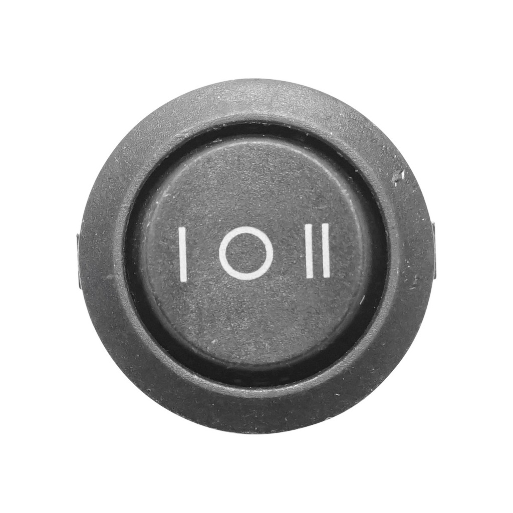 Intrerupator universal rotund 3 pini fi 20mm cu punct mort ON-OFF-ON I-O-II 6A 250VAC/10A 125VAC
