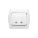 Intrerupator alb dublu ST MAKEL 220V - 250V, 10A incastrat, ceramica, cu indicator