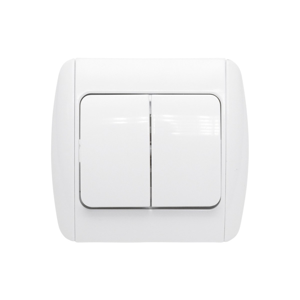 Intrerupator alb dublu ST MAKEL 220V - 250V, 10A incastrat, ceramica