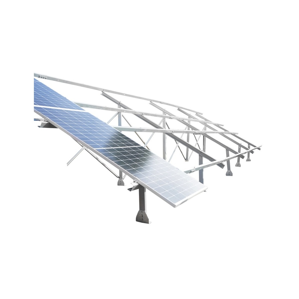 Sistem complet montare, structura cu prindere in beton pentru 22 panouri solare fotovoltaice 12 KW unghi 30 grade