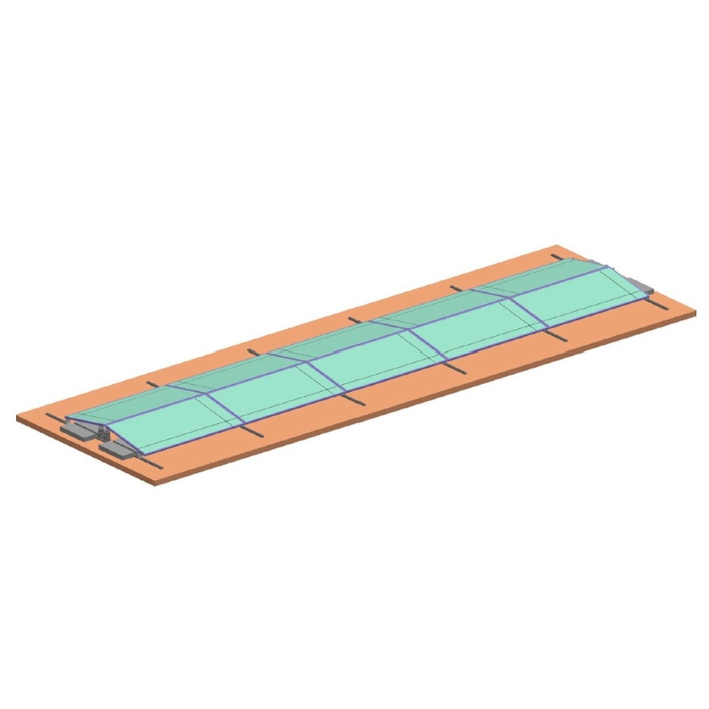Sistem montare structura EST-VEST fixare placi balast 10 panouri solare fotovoltaice cu unghi 10 grade