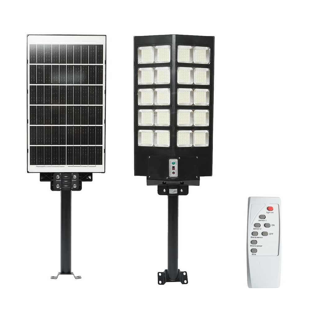 Lampa solara LED 400W iluminat stradal 6500K cu panou solar, telecomanda, senzor miscare
