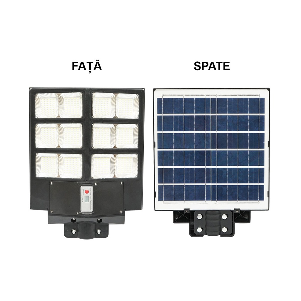 Lampa solara LED 200W iluminat stradal 6500K cu panou solar, telecomanda, senzor miscare