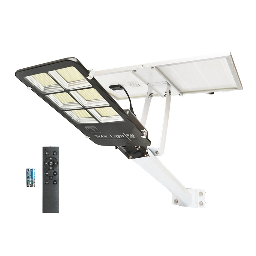 Lampa solara LED 300W cu panou solar 25W, baterie LiFePO4 3.2V/40Ah, 6000-8000K, telecomanda IP65