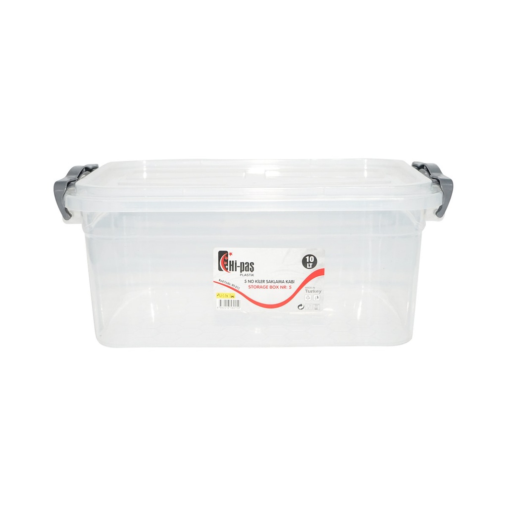 Cutie depozitare 10L cu capac din plastic, transparenta 360x240x150mm