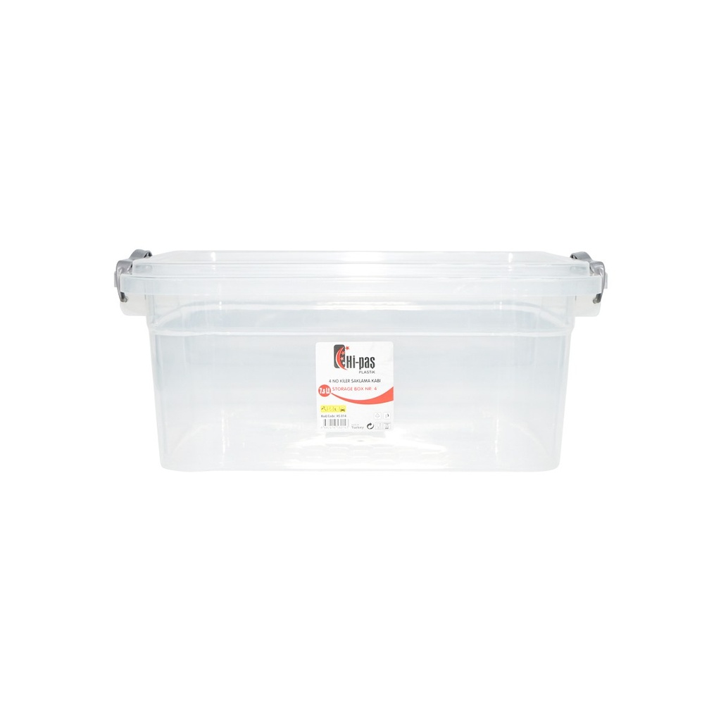 Cutie depozitare 7.5L cu capac din plastic, transparenta 220x340x140mm