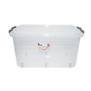 Cutie depozitare 50L cu capac si roti din plastic transparenta 400x630x320mm