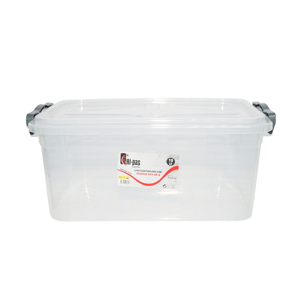 Cutie depozitare 15L cu capac din plastic, transparenta 280x430x175mm