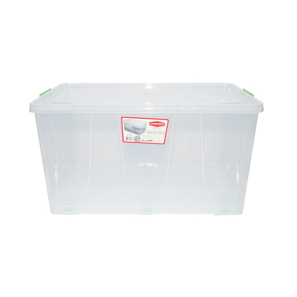 Cutie depozitare 120L cu capac si roti din plastic transparenta 800x515x420mm