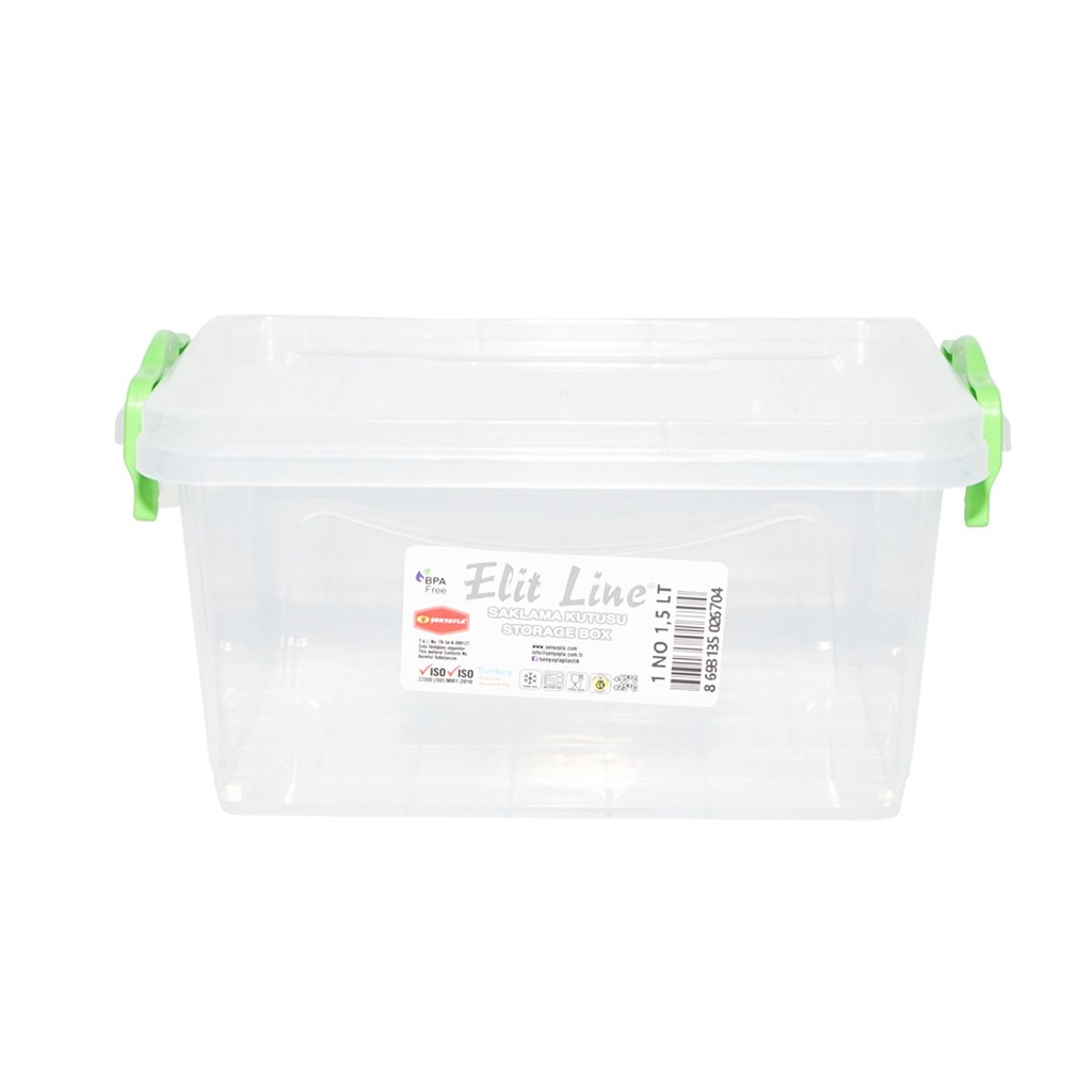 Cutie depozitare 1.5L cu capac din plastic, transparenta 210x140x100mm
