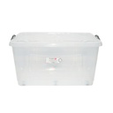 Cutie depozitare 80L cu capac si roti din plastic transparenta 725x470x360mm