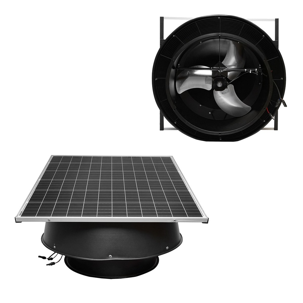 Ventilator evacuare acoperis axial industrial 600mm, 12000m3/h, motor brushless cu panou solar 180W