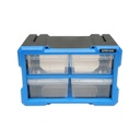 Cutie depozitare albastra din plastic modulara, 4 sertare 58x266x170mm
