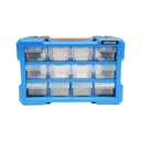 Cutie depozitare albastra din plastic modulara, 12 sertare 158x266x170mm