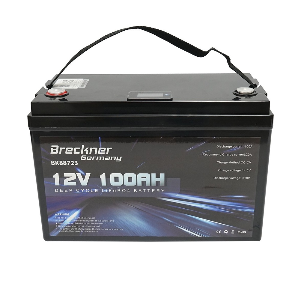 Baterie Li-ion LiFePO4 12.8V, 100Ah (deep cycle) cu BMS, LCD display si protectie temperatura