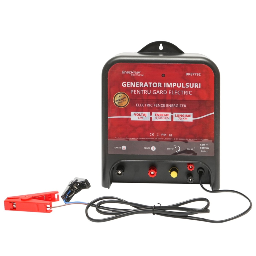 Aparat generator impulsuri DC 12V, 4 Joule, 70km pentru gard electric