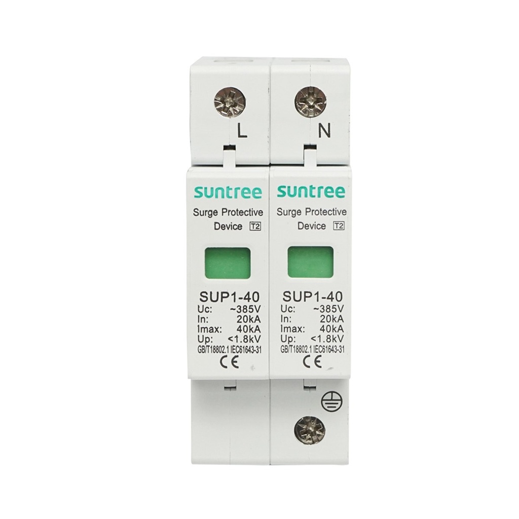 Descarcator la supratensiune cu semnalizare pentru sisteme fotovoltaice, 2P, SUP1-40, 385V Suntree