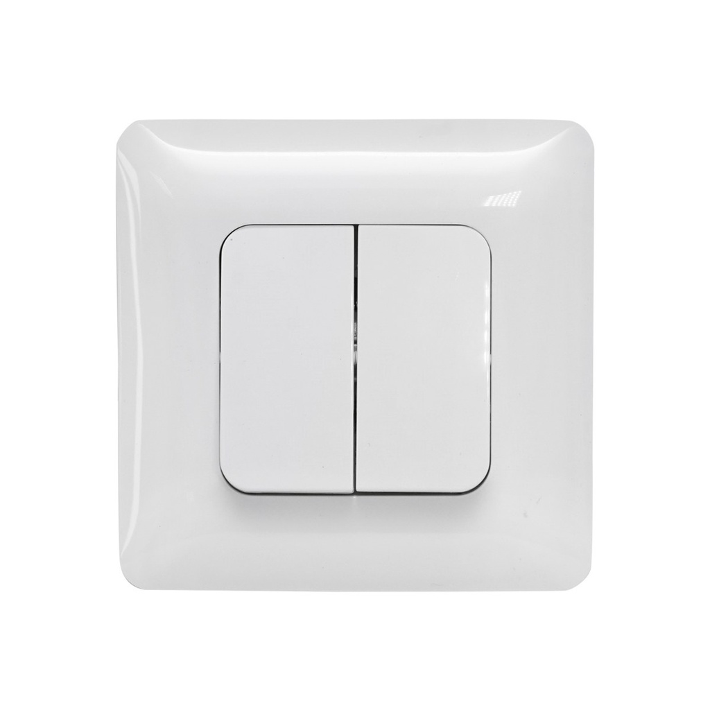 Intrerupator alb dublu ST 220V - 250V, 10A incastrat