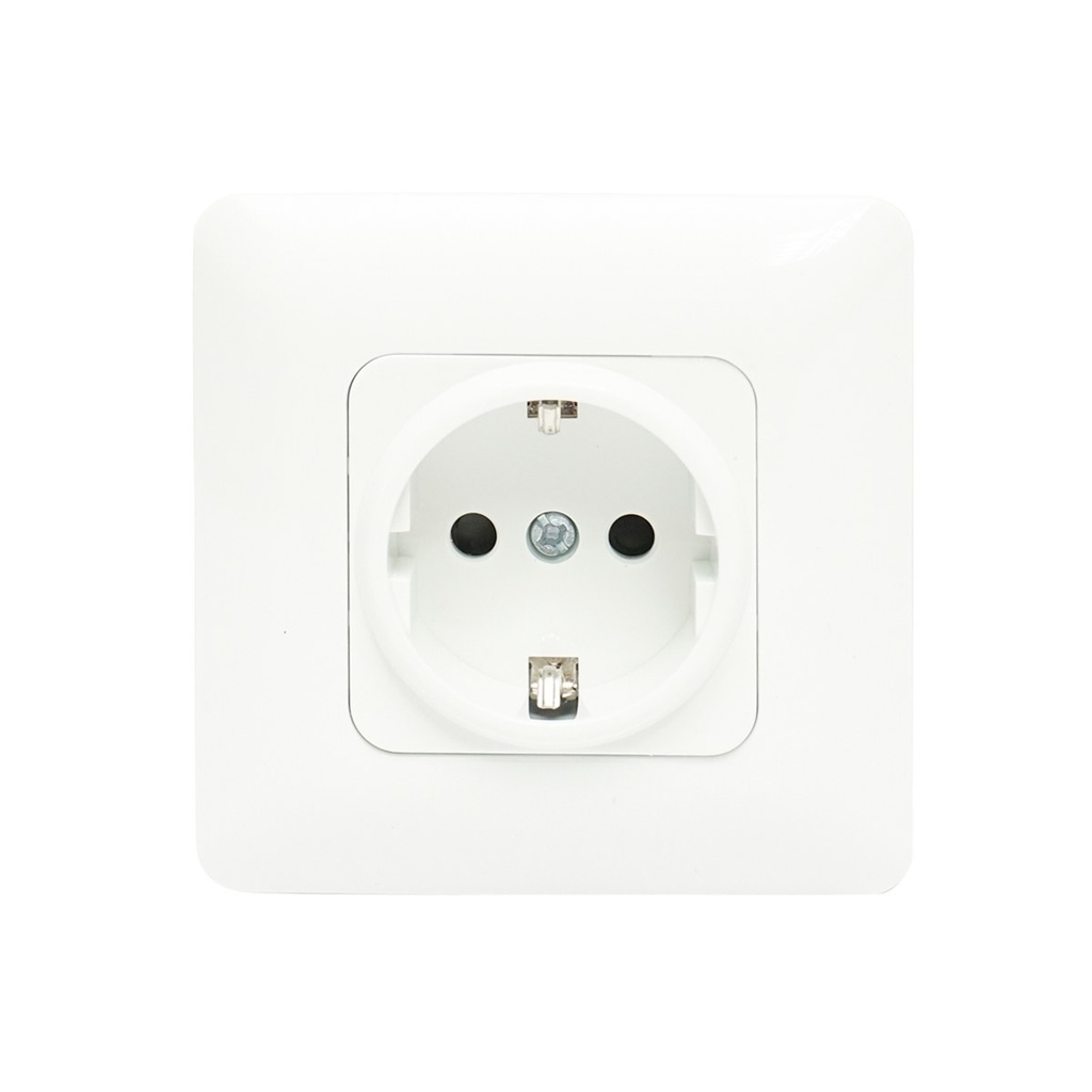 Priza Schuko simpla cu impamantare alba ST 220V - 250V, 16A incastrat