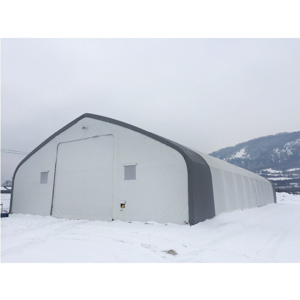 Hala industriala din PVC, latime 12.2m, lungime 24.4m, inaltime 6.4m cu structura de rezistenta metalica