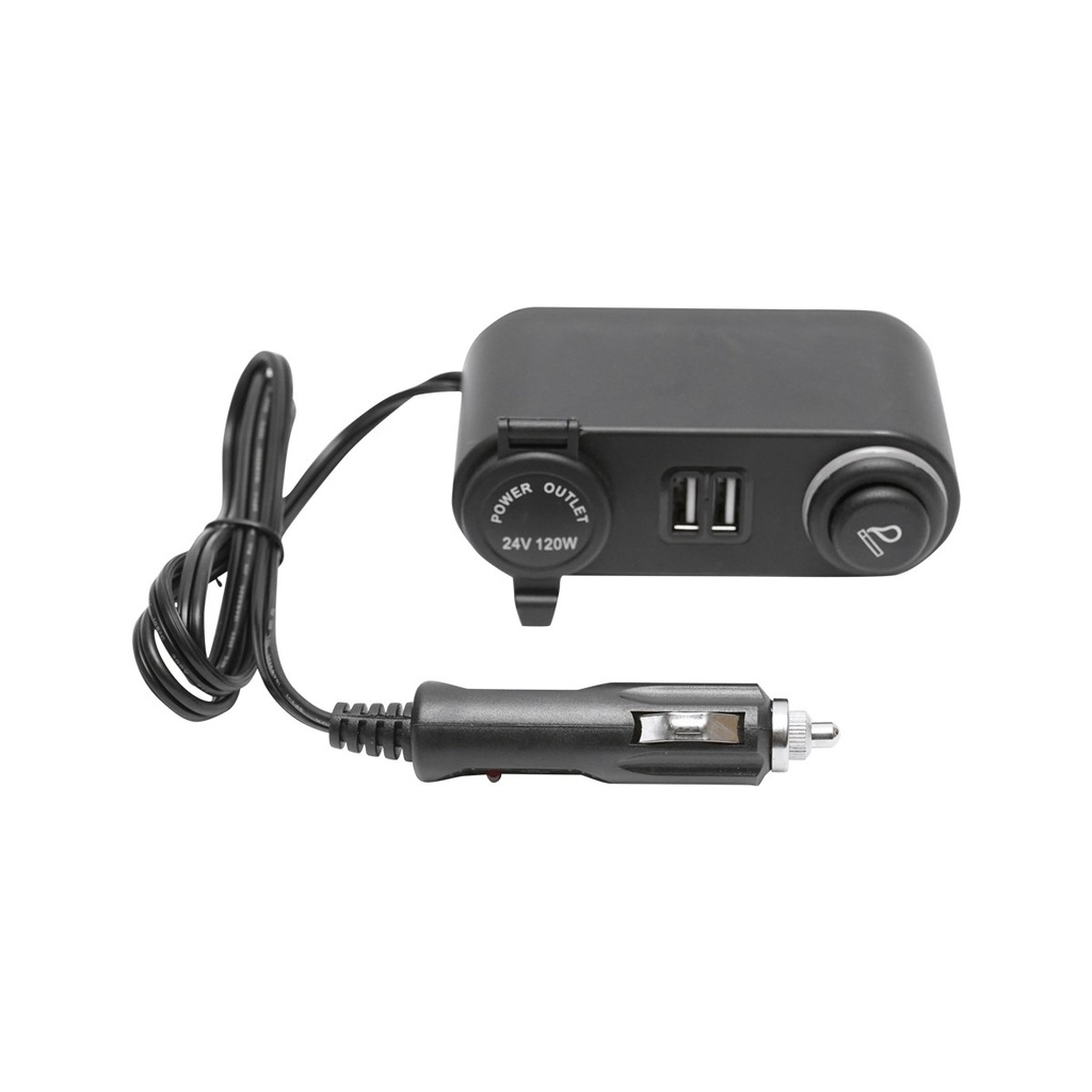 Prelungitor priza auto cu priza 24V, bricheta si 2xUSB