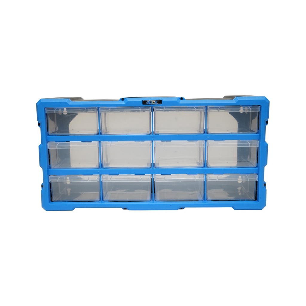 Cutie depozitare albastra din plastic modulara, 12 sertare 497x157x250mm