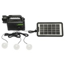 Kit iluminat portabil LED cu 3 becuri/proiector, radio FM, MP3, panou solar si baterie 3.7V, 4500 mAh pentru pescuit camping GD-P30FM