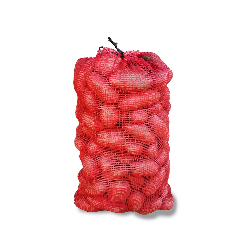 Sac plasa cu maner 600x400mm tip Raschel pentru legume 20Kg rosu