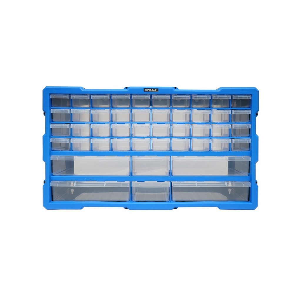 Cutie depozitare albastra din plastic modulara, 46 sertare 620x157x360mm
