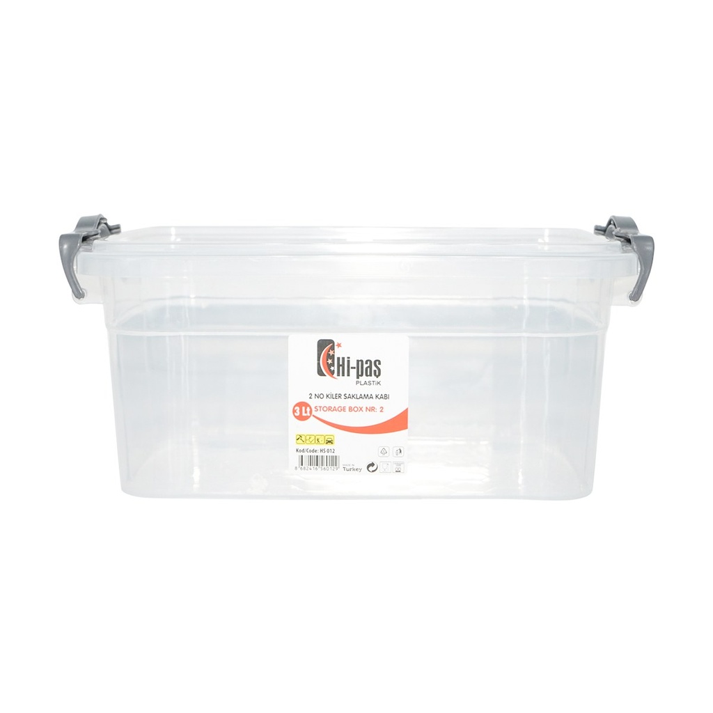 Cutie depozitare 3L cu capac din plastic transparenta 170x255x110mm