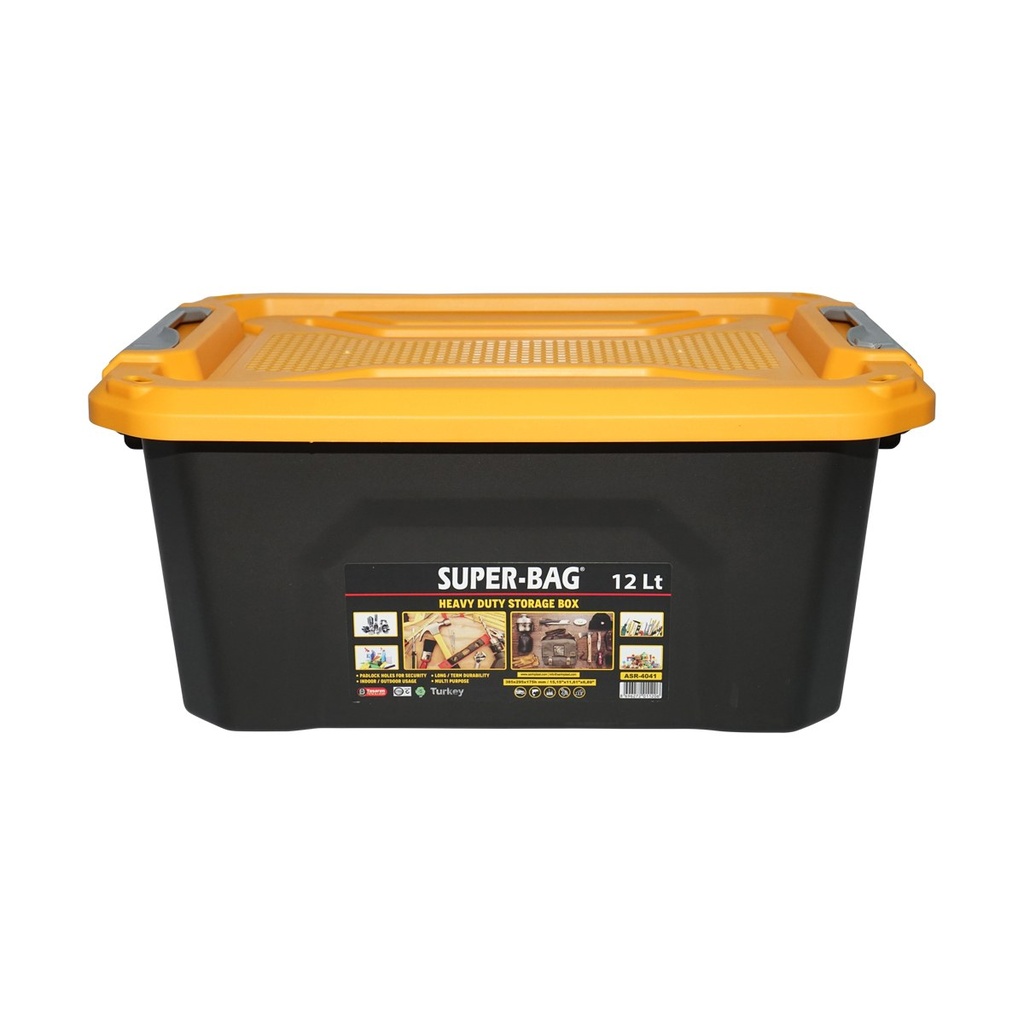 Cutie, lada depozitare heavy duty 12L cu capac, galbena 385x295x175mm
