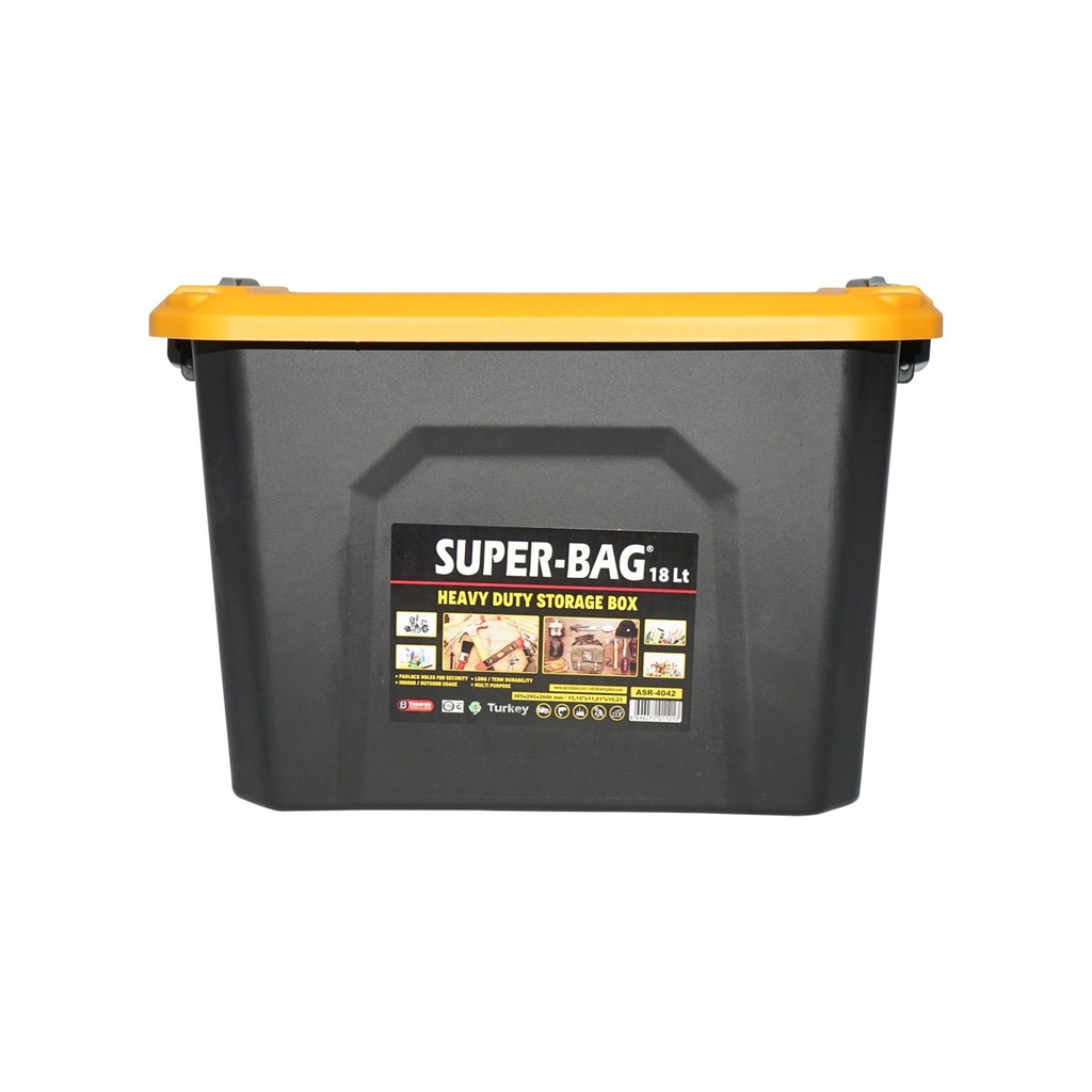 Cutie, lada depozitare heavy duty 18L cu capac, galbena 385x295x260mm