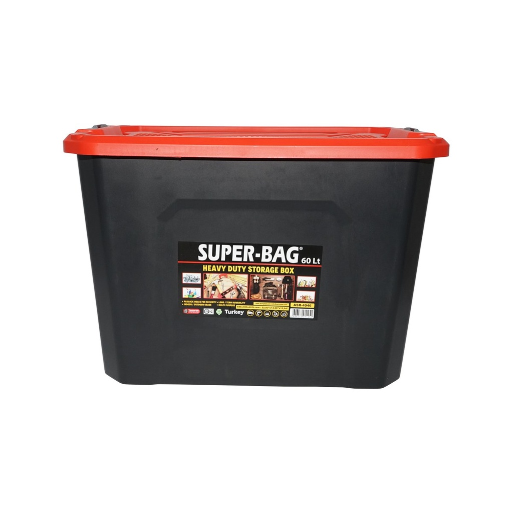 Cutie, lada depozitare heavy duty 60L cu capac, rosu 580x380x405mm
