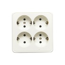 Priza Schuko cu 4 intrari, impamantare alba PT 16A, 250V aplicata cu protectie pentru copii