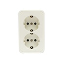 Priza Schuko dubla cu impamantare alba PT 16A, 250V aplicata cu protectie pentru copii