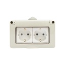 Priza schuko dubla aplicata PT IP55, 16A, 250V cu impamantare si protectie