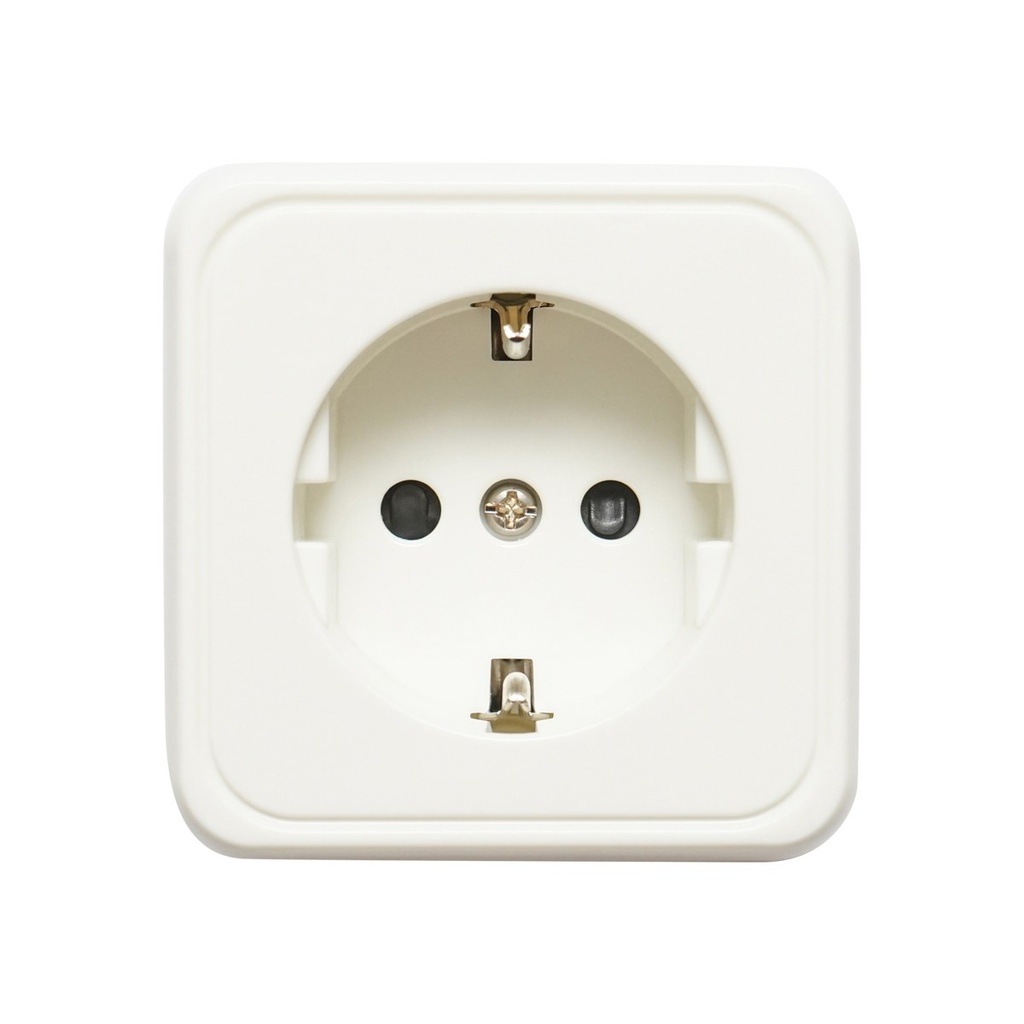 Priza Schuko cu 1 intrare, impamantare alba PT 16A, 250V aplicata cu protectie pentru copii