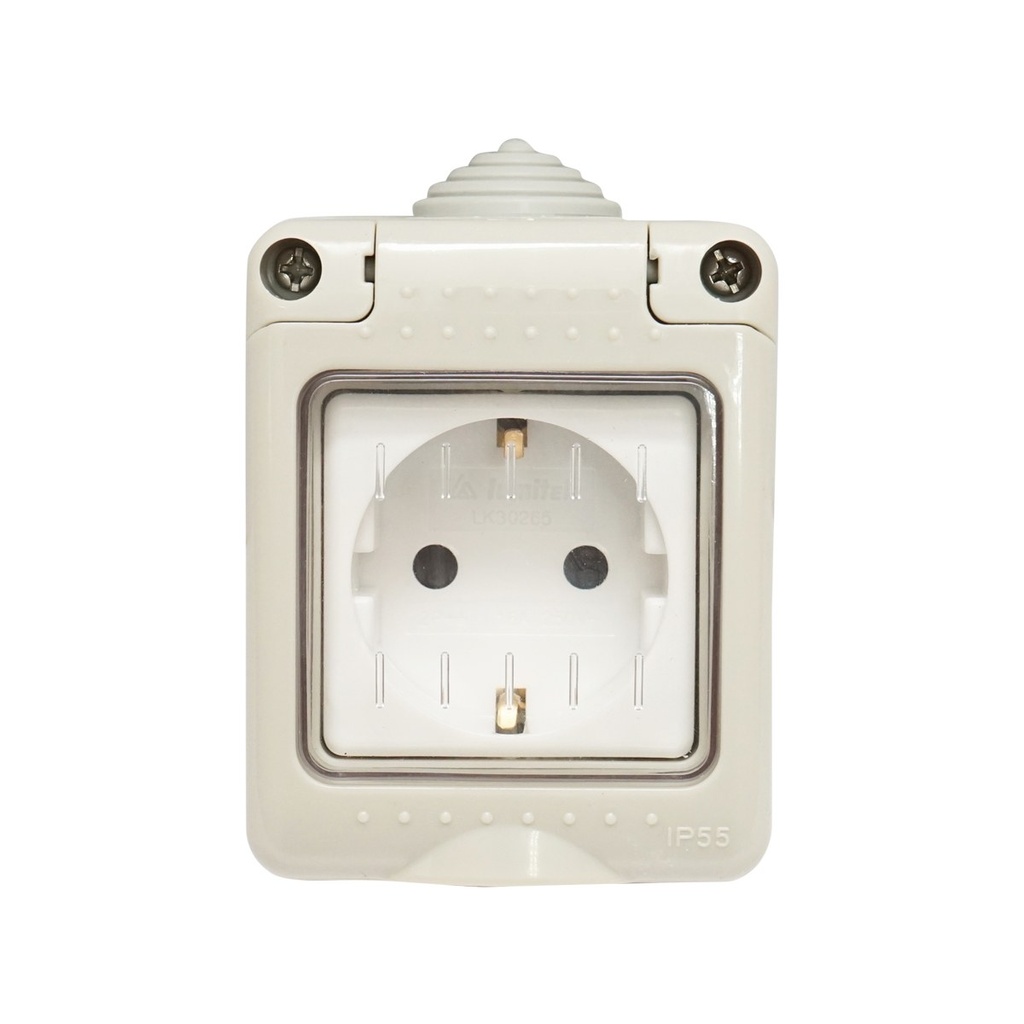 Priza schuko simplu aplicata PT IP55, 16A, 250V cu impamantare si protectie