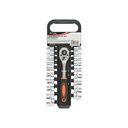 Set clichet reversibil 3/8 cu 19 tubulare metrice Cr-V