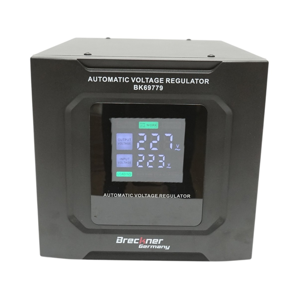 Stabilizator automat de tensiune 5000VA, 3000W, 140-250VAC cu releu monofazat, bypass, conexiune borne, afisaj LCD